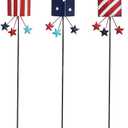 hogardeck 4th of July Decorations Outdoor, 36” Set of 3 Metal Firework Decorative Garden Stakes for Fourth of July Decorations, Patriotic Yard Firecracker Signs for Garden Memorial Day Decorations