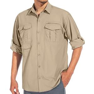 Mens Sun Protection Hiking Fishing Safari Shirts with Hood Long Sleeve Outdoor Quick Dry Shirts Hoodie, Size XL
