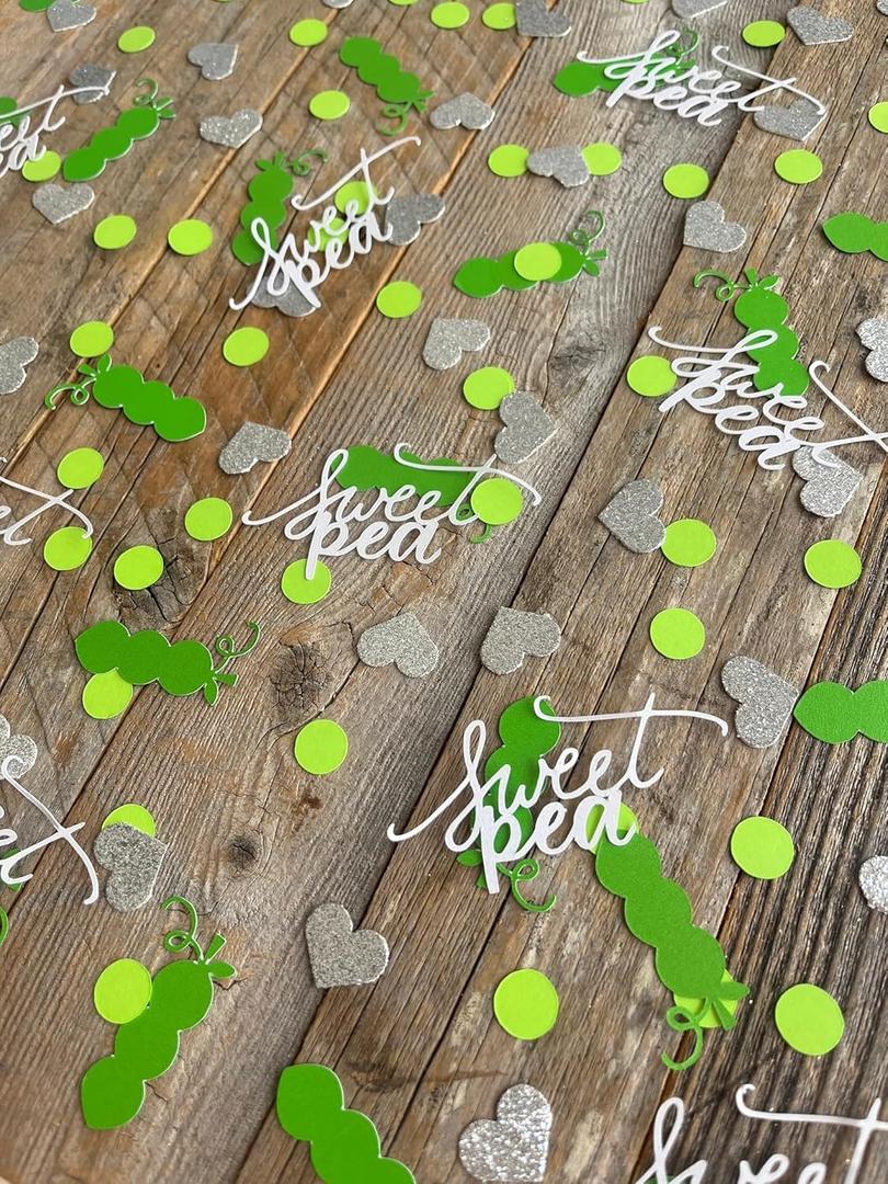 100PCS Sweet Pea Baby Shower Table Scatter,Green Happy Little Sweet Pe Decorations for Greenery Theme Birthday Party,Sweet Pea Decorations, One Sweet Pea Party