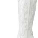 DREAM PAIRS Women's Embroidered Western Pull-On Knee-High Cowboy Boots (8.5, White)