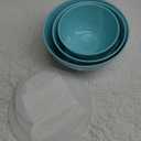 TP Mixing Bowl Set with Lids, 6-Piece Melamine Nesting Bowls Set for Pasta Baking Salad Mixing, Set of 3, Glossy Turquoise (Medium)