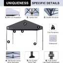 12x12 Pop up Canopy Tent Patented EZ Set up Instant Outdoor Canopy with Wheeled Carry Bag Bonus 4 Weight Sandbags, 8 Stakes and 4 Ropes Grey, 12x12 without Sidewall