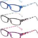 Kerecsen Reading Glasses 5 Pairs Fashion Ladies Readers Spring Hinge with Pattern Print Eyeglasses for Women (5 Pack Mix Color, 1.0)