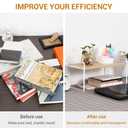 YGYQZ Wood Office Desk Shelf Organizer - Desktop Supplies Cute Dresser Top Organization Storage Rack and Cubicle Decor Aesthetic Bookshelf for Women Man and Kids (White Wood-Single Tier)