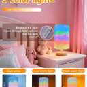 Kids Table Lamp for Bedroom, Rainbow Lamp, 3 Level Dimmable Wood Nightstand Desk Base Flaxen Fabric Shade for Bedroom Living Room,Rainbow Lamp Gifts for Girls (Colorful)