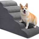 CiWiVOKi Dog Stairs for Bed, 5 Tier Dog Steps for Couch and High Bed, Non-Slip Pet Stairs, 24" High Sofa Foam Ramp - Best for Small Pets, Older Cats with Joint Pain