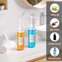 VITVITI Plastic Mouthwash Dispenser for Bathroom, 17 OZ Pump Mouth Wash Container Bottle with Cup, Clear Refillable Mouthwash Dispenser with Labels, Set of 2