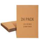 Harloon 24 Pack Corrugated Cardboard Sheets Set 20 x 30 Inch Kraft Brown Flat Packaging Inserts Packaging Cardboard Inserts 2.5mm Thickness for Packing Delivering Shipping Moving Mailing Crafts