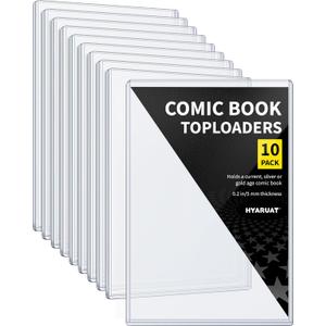 Comic Book Top Loaders - Protector Hard Case Sleeve, Toploader Holder for Silver Age and Current Comics, 10 Pack