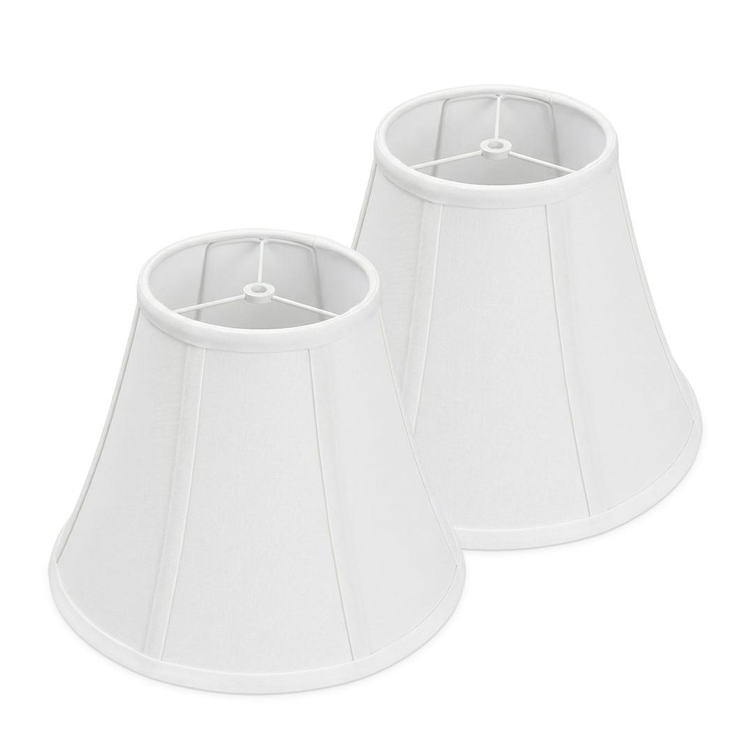 White Bell Lamp Shades Set of 2, 6.7" x 13" x 10" Fabric Replacement Lampshades for Table Lamps, Spider Fitter Lamp Shades for Home Decoration in Living Room, Bedroom, Easy Assembly Required