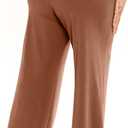 Eytino Womens Plus Size Stretch Dress Pants Comfy Wide Leg Belted Lounge Pants for Office, 1X-5X (Brown, XL)