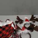 6 PCs Dog Christmas Costume Elk Reindeer Antler Headband Buffalo Plaid Bandana Bow Tie Triangle Pet Scarf Outfit Bib Adjustable Collar Cat Decor Photo Gift Small Medium Dog(Chic Style,Red)