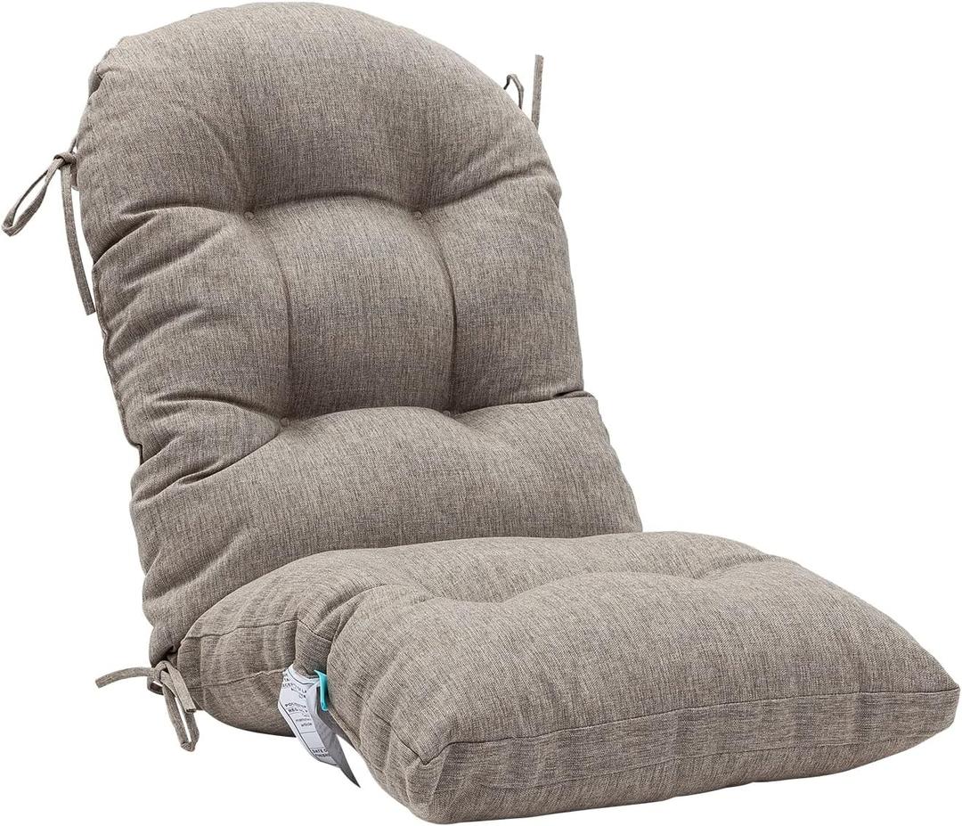 QILLOWAY Outdoor High Back Chair Cushion for Adirondack, All Weather Rocking Chair Cushions Thick Padded Replacement for Patio Furniture,Tan, Grey, 48in x 20in