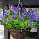 20 Bundles Artificial Plants Outdoor, UV Resistant Fake Flowers Realistic Faux Lavender Shrubs for Porch Garden Window Box Home Decoration (Purple)