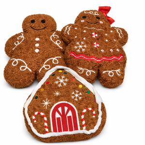 Oudain 3 Pcs Pink Christmas Gingerbread Pillows Pink Candy Cane House Man Throw Pillows Stuffed Gingerbread Shaped Pillow for Xmas Sofa Couch Cushion Bed Home Winter Party Decor