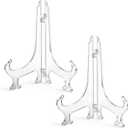 2Pcs 7" Clear Acrylic Display Stand/Plate Stands, Clear Folding Display Plate Holder Plate Holder Easel for Picture Photo Cards Book Home Decoration
