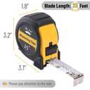 Mr. Pen- Retractable Tape Measure 25 ft, Yellow, Easy Read, Steel Retractable Measuring Tape with Fractions, Ideal for Construction & DIY Projects