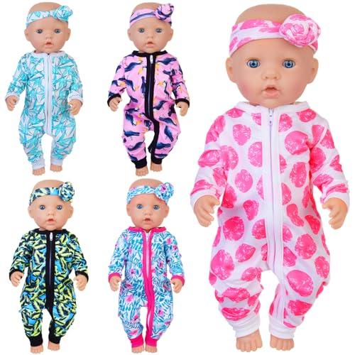 UNICORN ELEMENT 4 Sets 14-18 Inch Baby Doll Clothes Outfits Casual Wear for 17 Inch Baby Doll 10 Pcs Girl Doll Clothes and Headbands for 15-18 Inch Doll