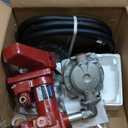 Fuel Transfer Pump 12 Volt 25 GPM Cast Iron Heavy Duty with Flow Meter & Automatic Nozzle for Diesel Gasoline Kerosene Truck Tractor Red Weonefit