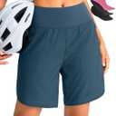Women's Mountain Bike Shorts 4D Padded Cycling Shorts with Zipper Pockets High Waist Biking Riding Cycle Shorts (Medium, Blue Grey)