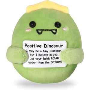 6 x Positive Cute Dinosaur Plush Toys, 3.5" Emotional Inspirational Support Dinosaur Plush with Positive Card, Funny Stuffed Animal Birthday Gifts for Women Men Her Friends Coworkers Colleges Graduation