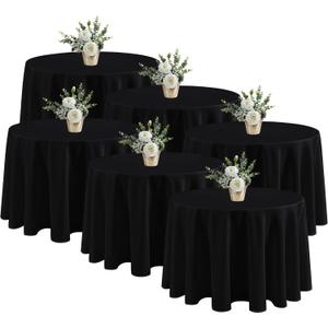 Fitable 6 Pack Black Round Table Clothes - 90 Inches in Diameter - Stain Resistant and Washable Tablecloths, Polyester Fabric Table Covers for Wedding, Party, Banquet, Gathering