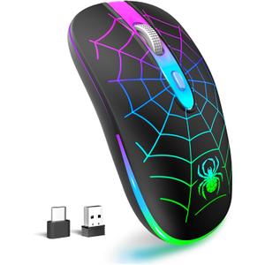TaIYanG Wireless Mouse, 2.4G Portable Optical Quiet Cute Mouse with USB Receiver and Type C Adapter, 3 Adjustable DPI LED Wireless Mice for Laptop, Computer, PC, MacBook, Desktop