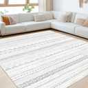 Andency 8x10 Brown Area Rug Living Room Rugs, Large Soft Machine Washable Boho Moroccan Farmhouse Neutral Stain Resistant Indoor Floor Rug Carpet for Bedroom Dining Table Home Office House Decor,  03 - Cream/Brown