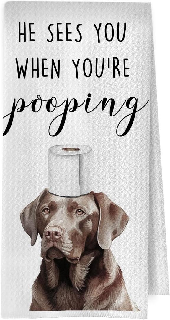 Black Labrador Hand Towels, Funny Black Lab Gifts, Gift for Labrador Dog Lovers Waffle Weave Decorative Hand Towels for Bathroom Washroom, Pet Lover Gift, 16x24 Inch