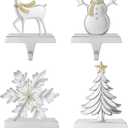 Christmas Stocking Holders Hangers Hooks of 4 Stocking Holder for Mantel Fireplace Mantle (Sliver)