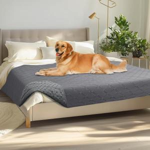 Luciphia 100% Waterproof Couch Cover Blanket for Dogs Anti-Slip Pet Couch Protector Sofa Mat Puppy Cat with Non-Slip Bottom, Light Grey, 68x82 Inch