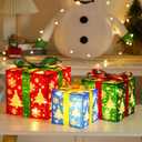 Set of 3 Lighted Gift Boxes Christmas Decorations, 60 LED Lighted Snowflake Christmas Tree Present Boxes Plug in Light Up Present Boxes Ornament for Outdoor Indoor Christmas Tree,Yard,Home Decor