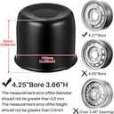 Tallew 4 Pack 4.25 Inch Push Through Trailer Wheel Center Caps, Black Chrome Heavy Duty Wheel Hub Caps for Trailer, Truck, Rv, Utility Vehicle with 4.25" Center Bore Rim, Suits for 4.25 Inch