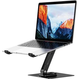 BESIGN LS12 Laptop Stand with 360 Rotating Base, Ergonomic Adjustable Notebook Holder, Computer Riser Stand Compatible with Air, Pro, Dell, HP, Lenovo More 10-14" Laptops (Black)