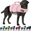 AOFITEE Dog Life Jacket High Flotation, Dog Life Vest for Swimming, Reflective Medium Dog Swimming Vest, Adjustable Dogs Swimsuit Lifesaver with Zipper and Rescue Handle for Small Medium Large Dogs (Pink), Size: Medium