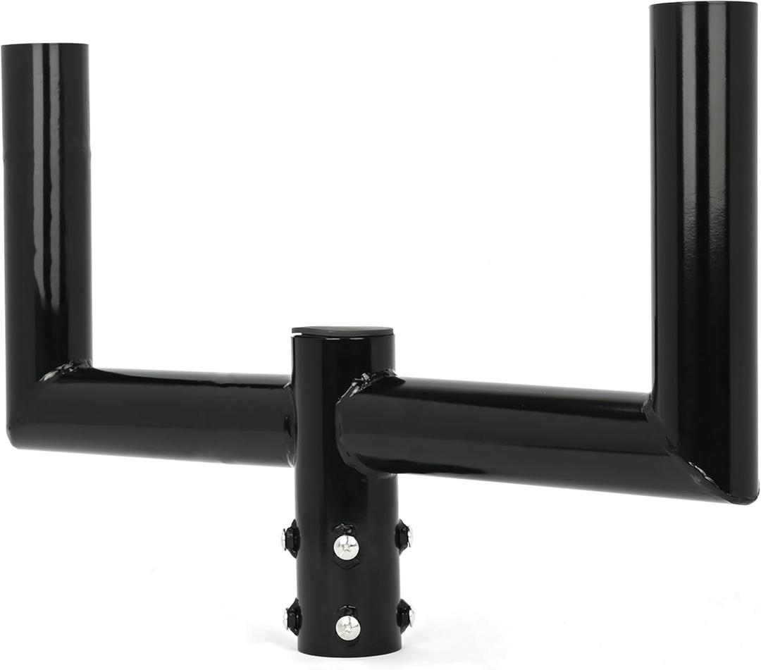 tonchean Bullhorn Bracket for Parking Lot Light 2-3/8" Bullhorn Mounting Bracket for 2 Lights Heavy Duty Steel Bullhead Tenon Adapter Round Pole for Street Lights Commercial Area Lighting