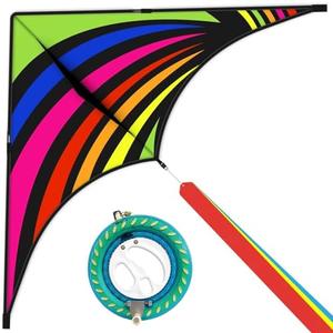 Mint's Colorful Life 60'' Delta Kite with 7.1in Reel Winder, Easy Flying Kites & Kite String Spool for Kids & Adults, Best Beach Kites Set for Beginners