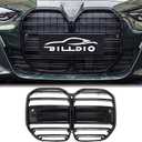 G22 Grille - Front Kidney Grille Double Slats Glossy Black Compatible with BMW 4 Series G22/G23 2021 2022 2023 2024 430i M440i ABS Gloss Black Kidney Grill