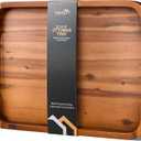 TIDITA 20"x14" Wooden Large Ottoman Tray, Serving Tray with Metal Handles