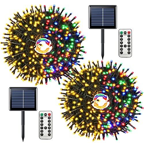 JMEXSUSS Solar String Lights Outdoor Waterproof, Total 400 LED 151FT Solar Christmas Lights Outdoor, 8 Modes Christmas Light for Outside Patio Yard Tree Decorations, Warm White to Multicolor