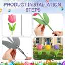 DoubleFill 3 Pcs Easter Decorations Outdoor 3D Metal Easter Eggs Tulip Yard Signs Decorative Garden Stakes Eggs Bunny Lawn Decorations Yard Decor for Spring Lawn Pathway Garden(Tulip Style)