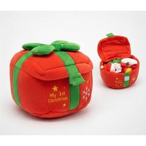 Red and Green Present dog toy