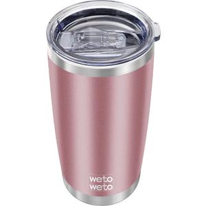 WETOWETO 20oz Insulated Stainless Steel Tumbler, Double Wall Vacuum Travel Coffee Mug, Powder Coated Tumbler Cup (Rose Gold,1)