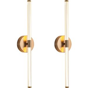 Wall Sconces Set of Two Brushed Brass Gold LED Wall Lights Modern Linear Sconces Lighting Indoor Sconces Wall Decor Set of 2 Lamps for Living Room Wall Scones, Wall Lights Set of 2