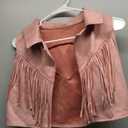 Women's Tassel Vest 70s Hippie Faux Jacket Open Front Fringe Sleeveless Crop Vest Cowgirl Outfit Size XS