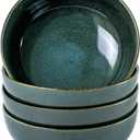 UNICASA Ceramic Cereal Bowls Set, 18 OZ Salads Bowls Set of 4, Dessert Serving Bowl for Soup, Reactive Glaze Ramen Bowls, Microwave Oven and Dishwasher Safe (Teal)