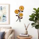 Xuhal Metal Flower Wall Art, 15.75 Inch Vintage Daisy Wall Decor, Not 3D, Flat Rustic Metal Floral Hanging Farmhouse Spring Leaf Sculpture for Living Room Bedroom Indoor Outdoor(Yellow)