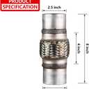 Exhaust Flex Pipe, 2.5''x 4''Stainless Steel Heavy Duty Exhaust Flex Pipe, Double Braid Exhaust Flex Tube, Overall Length 8''