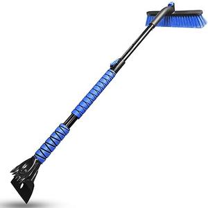 HEEYA 44 Inch Snow Brush for SUV, Ice Scraper for Car Windshield Window, Extendable Snow Scraper and Brush with Comfortable Foam Grip for Truck Vehicle Automobile  Blue