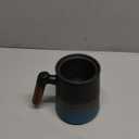 suyika Tea Cup with Infuser and Lid, 15.2 Ounce Wood Handle Ceramic Loose Leaf Mug Gradient Black&Blue 450ml